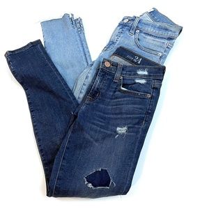 2 Pair J Crew Toothpick Jeans Ankle 24 Dark & Light Wash
